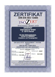 Airnergy Certificate Din-I-ISO-13485 Airnergy Certificate Din-I-ISO-13485