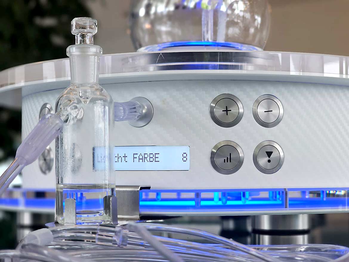 with aromatherapy and blue colored light