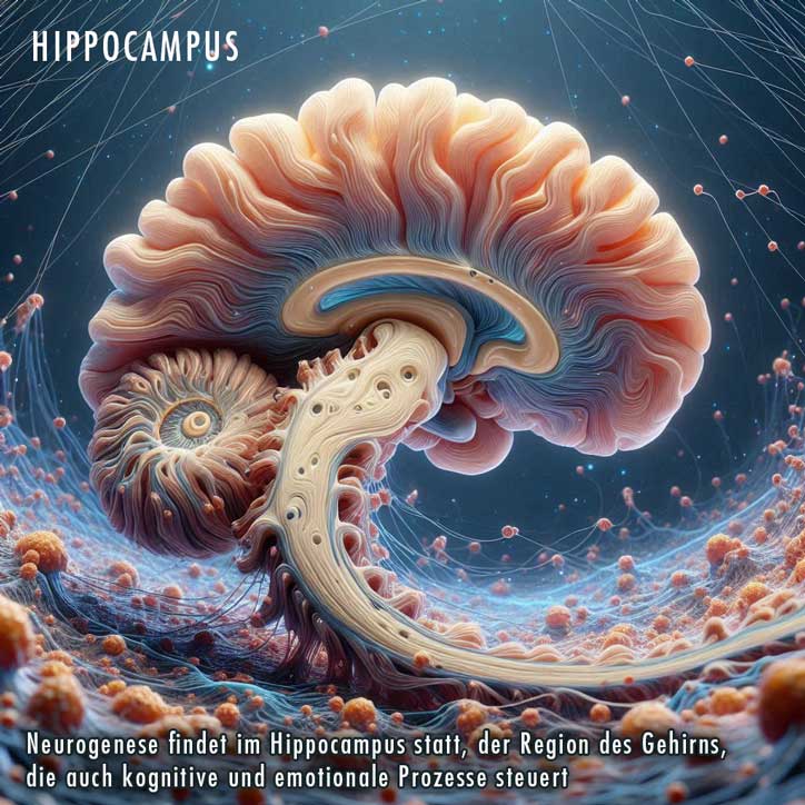 Neurogenesis takes place in the hippocampus, the region of the brain, which also controls cognitive and emotional processes