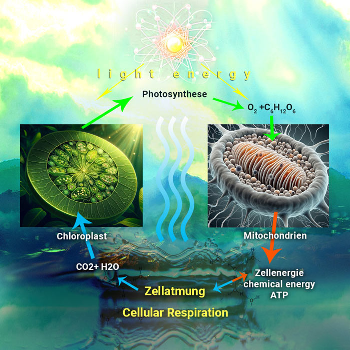 Zellatmung / Cellular-respiration, energie,  Atem-Therapie, Sonnenenergie